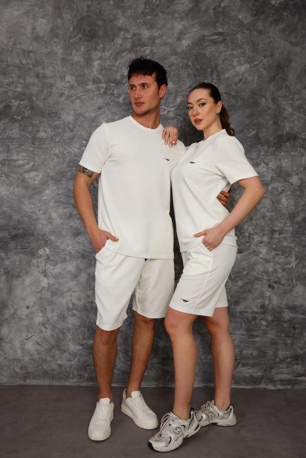 Litus Kadın & Erkek İkili Şort Takım - Beyaz - Image 1