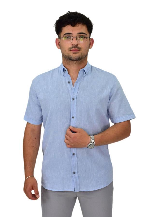 Erkek Pamuklu Yazlık Kısa Kol Gömlek 9664 BGL-ST04595 - Image 1