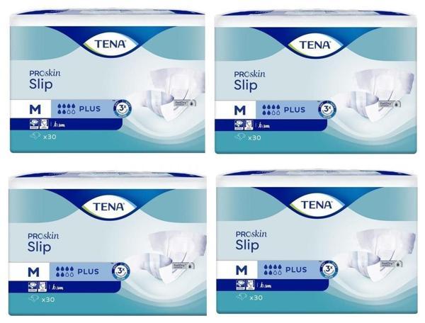 Tena Proskin Slip Plus 6 damla Orta Boy Medium Belbantlı Hasta Bezi 30'lu 4 paket / 120 adet - Image 1
