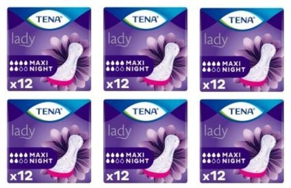 Tena Lady Maxi Night 6 damla Kadın Mesane Pedi 12'li 6 paket / 72 adet - Image 1