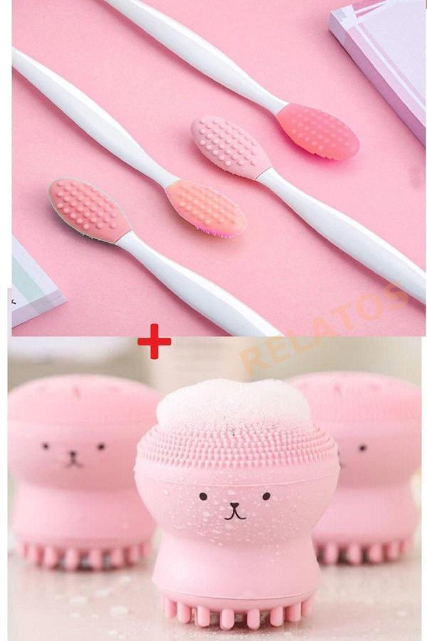 Relatos 3 Lü Set Peeling Etkili Silikon Mini Yüz Cilt Fırçası 2Li Yüz Dudak Siyah Nokta Peeling Fırçası - Image 1