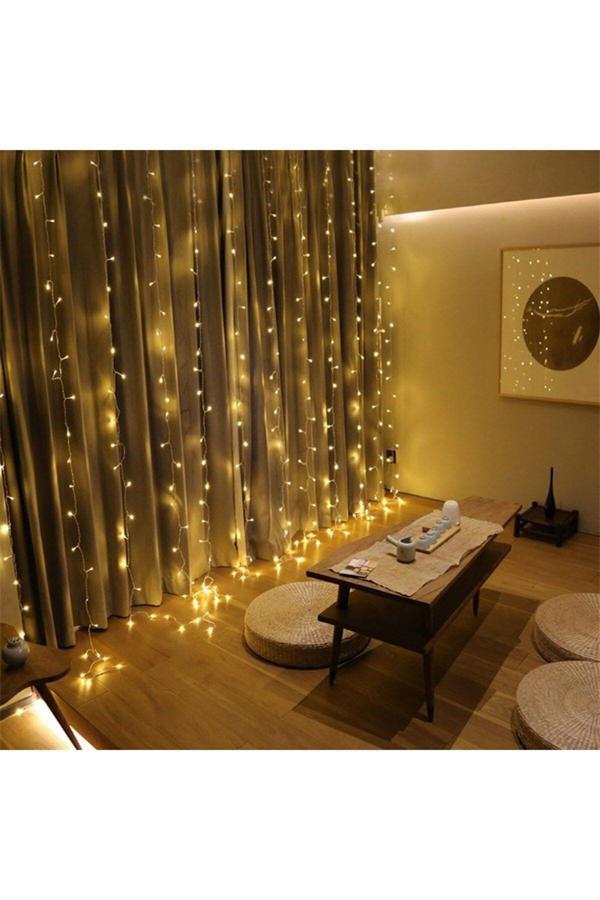 Relatos 8 Fonksiyonlu 200 Led 10 Saçak Şerit Led 2X2 Perde İp Led (Gün Işığı) (4415) - Image 1