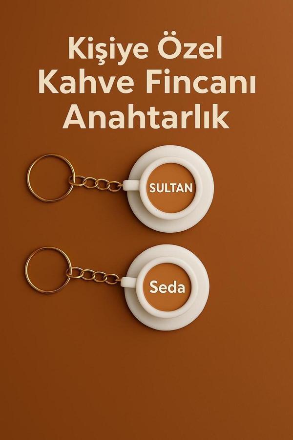 Relatos 1 Ad Kişiye Isme Özel Kahve Fincanı Sevimli Anahtarlık Çanta Süsü Hediyelik (Kahve Dostuna Gönder :) - Image 1