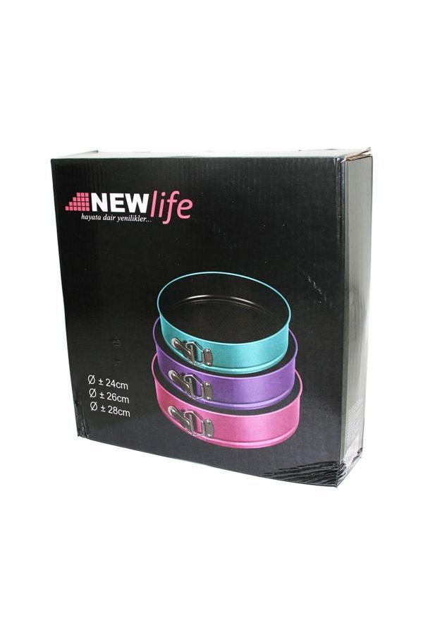 Relatos 3 Parça  Yuvarlak - Renkli Kelepçeli Metal Kek Kalıp 24-26-28Cm (4415) - Image 1