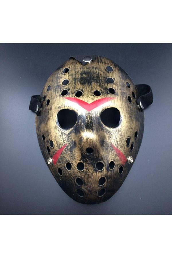 Relatos Bakır Renk Kırmızı Çizgili Tam Yüz Hokey Jason Maskesi Hannibal Maskesi (4415) - Image 1