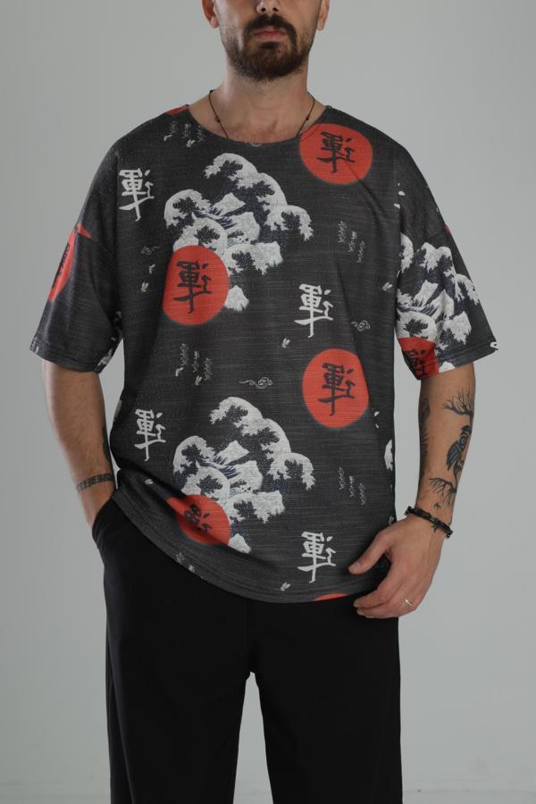 Çin Ağacı Desenli Oversize T-Shirt - Image 1