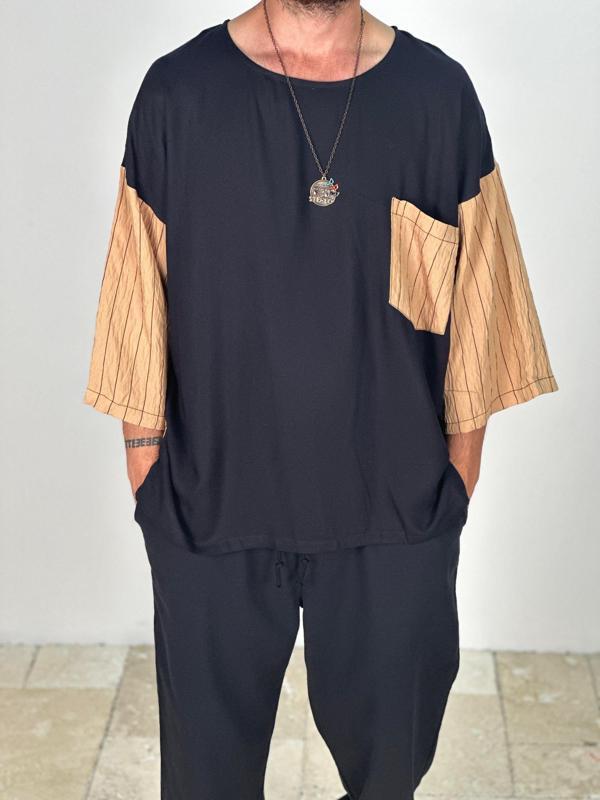 Fakir Kol Viscon Kahverengi Oversize T-Shirt - Image 1