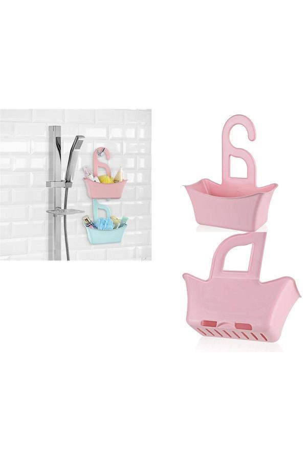 Relatos Banyo Sepeti Delikli Sepet Çok Amaçlı Sabun Şampuan Tutucu Raf - Pembe (4415) - Image 1