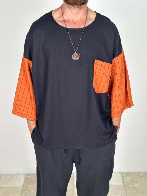 Fakir Kol Viscon Turuncu Oversize T-Shirt - Image 1