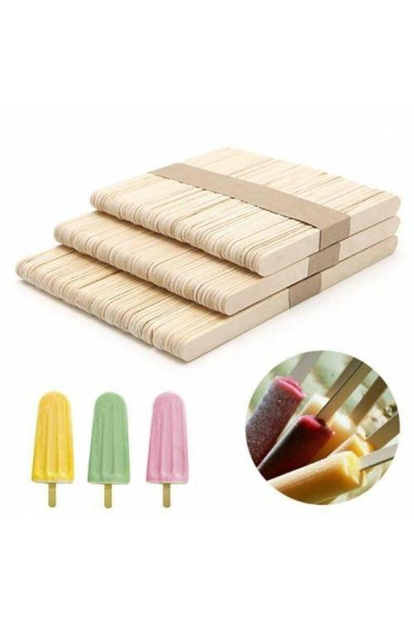 Relatos 50 Li Ahşap Meybuz Dondurma Çubuğu 11 X 1 Cm Evde Meybuz Yapma Çubukları - Image 1