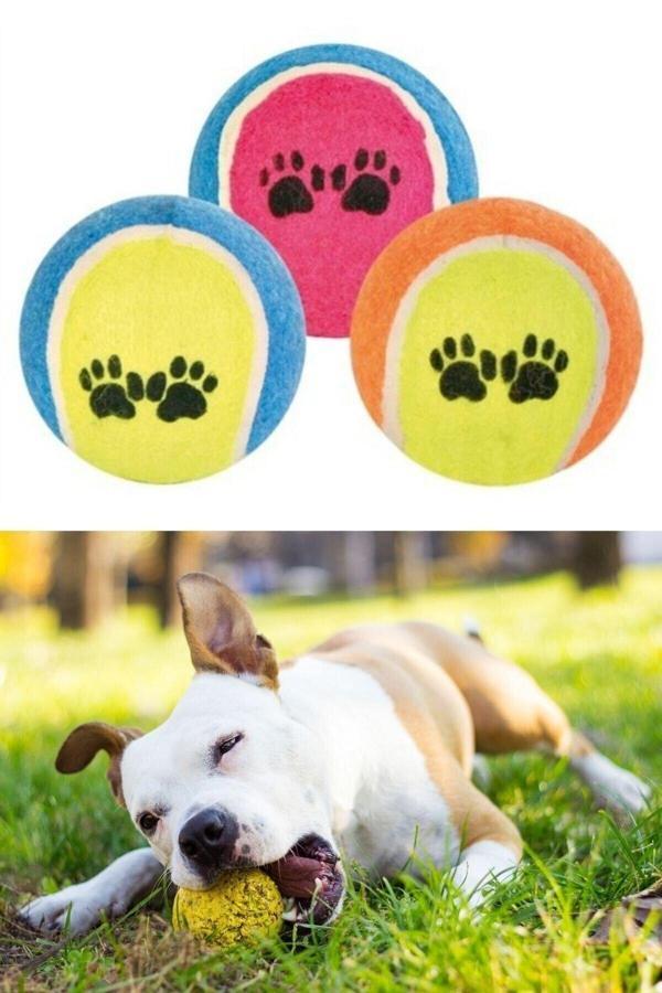 Relatos 3'Lü Renkli Desenli Tenis Topu Kedi Köpek Oyuncağı At Getir Köpek Eğitim Topları - Image 1