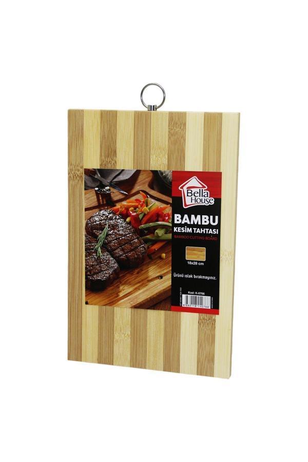Relatos Beyaz Çizgili Bambu Kesim Pano Metal Kulplu 18X28Cm (4415) - Image 1