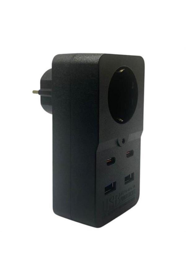 Relatos Isıya Dayanıklı Termal Akım Korumalı 1 Priz Girişli 2 Usb Girişli 2 Type-C Uyumlu Girişli Priz 4415 - Image 1