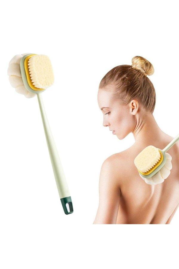 Relatos 2'Si 1 Arada Çift Taraflı Uzun Saplı Fırçalı Banyo Vücut Sırt Fırçası Banyo Lifi (4415) - Image 1