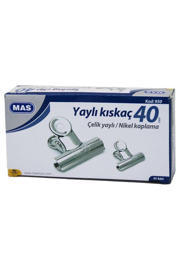 Relatos Beyaz Metal Kıskaç 40 Mm 24 Parça  Yaylı Cilt Kıskaçı (4415) - Image 1