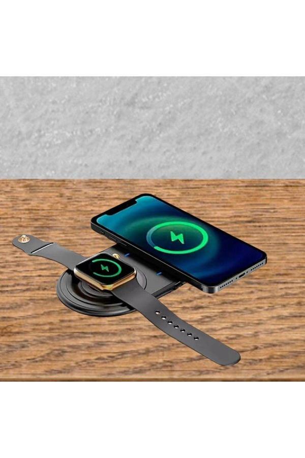 Relatos 2Si 1 Arada Kablosuz Saat-Kulaklık Ve Telefon Hızlı Şarj Etme Aparatı - Kablosuz Şarj Aleti - Image 1