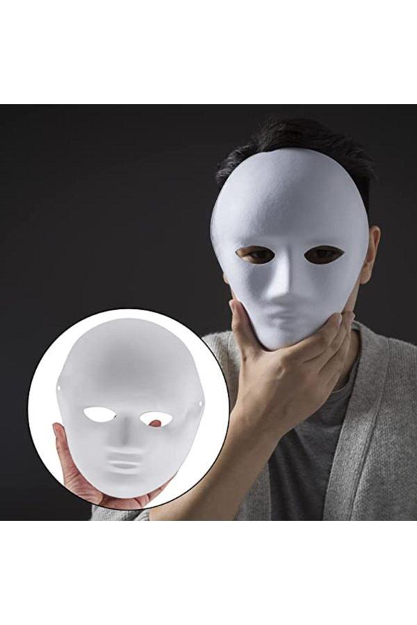 Relatos Beyaz Renk Boyanabilir Anonim Tam Yüz Cosplay Maske 24X18 Cm (4415) - Image 1