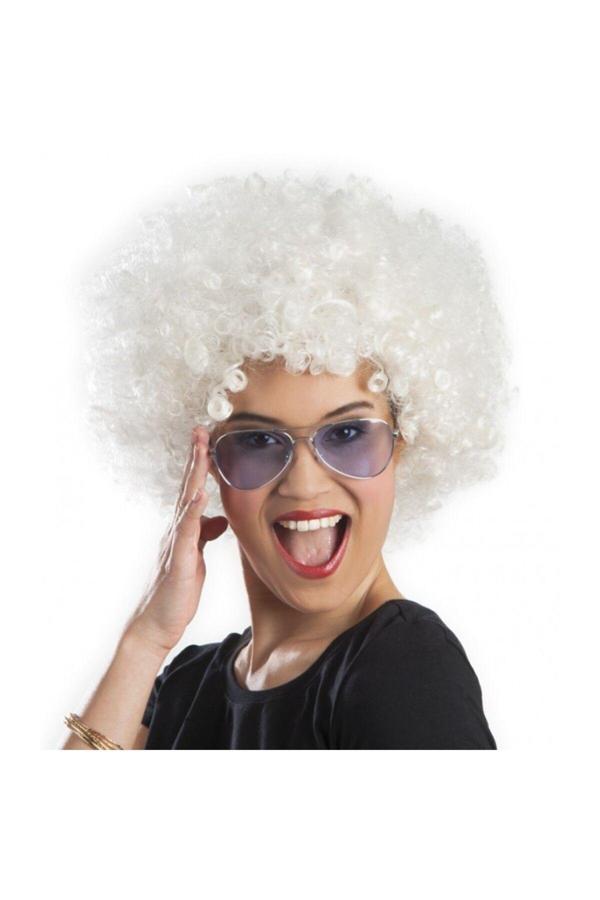 Relatos Beyaz Renk Kıvırcık Afro Bonus Peruk (4415) - Image 1