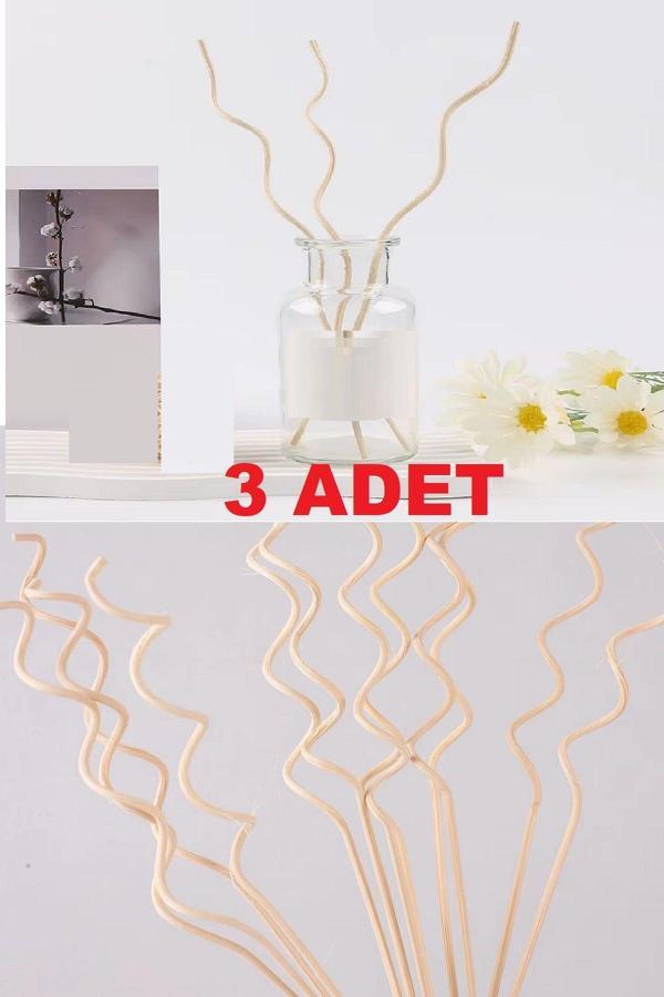 Relatos 3 Adet Dalgalı Model Aromaterapi Dağıtıcı Rattan Sopa- Ev Dekor Şişe - Koku Yağı Ahşap Difüzör Çubuk - Image 1