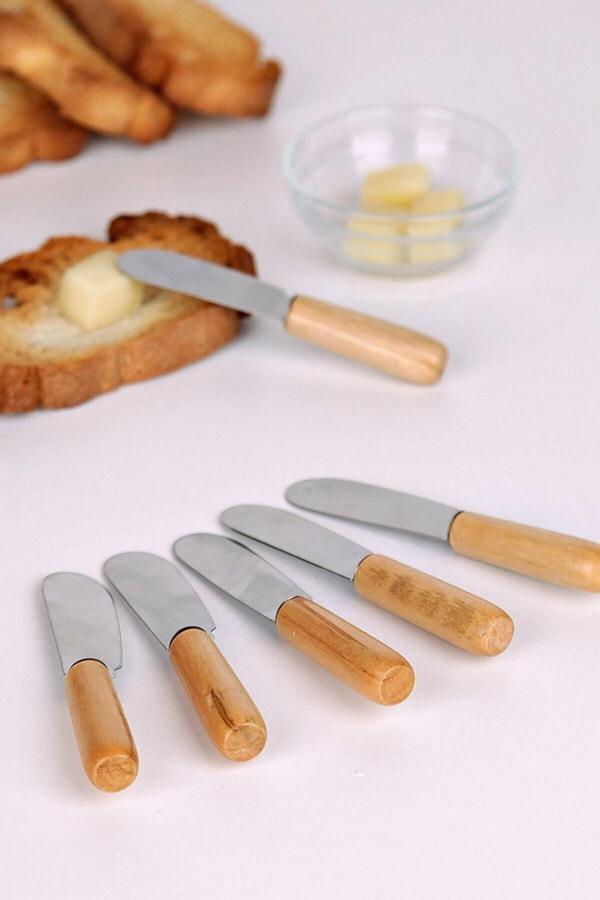 Relatos 6 Lı Ahşap Saplı Çikolata Tereyağı Bıçağı - Mini Spatula - Image 1