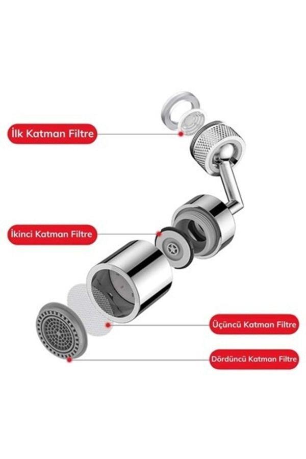 Relatos 4 Filtreli Tüm Musluk Tipleri Ile Uyumlu Dayanıklı Montaj Aparatlı Musluk Başlık - Image 1