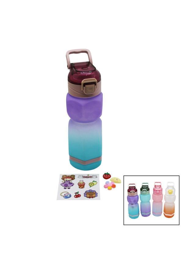 Relatos Altıgen Renkli Pls.Suluk Matara Pipetli - Kilitli Kapak - Taşıma Kulplusticker Hediyeli760Ml (4415) - Image 1
