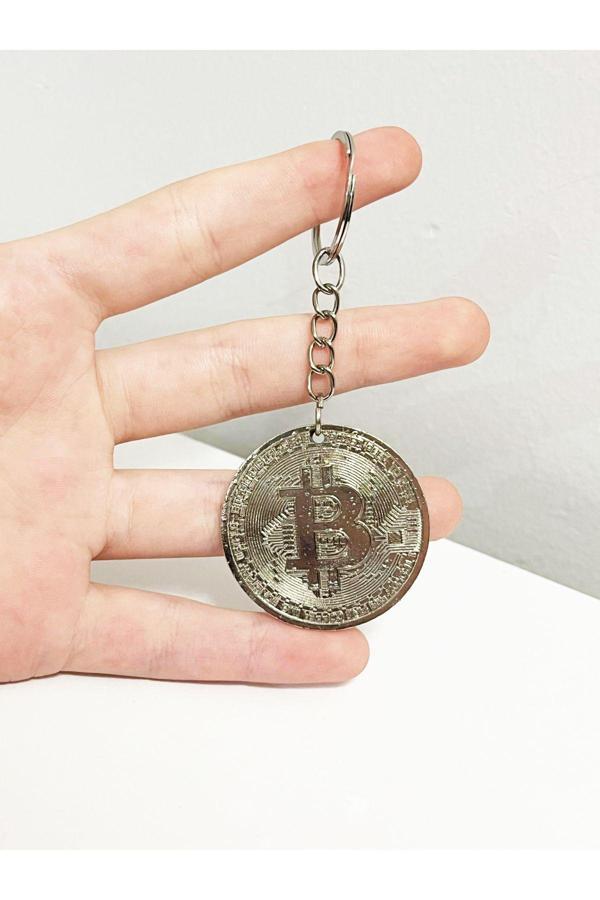 Relatos Gümüş Renk Kaplama Metal Bitcoin Simgesi Anahtarlık – Bitcoin Anahtarlık - Image 1