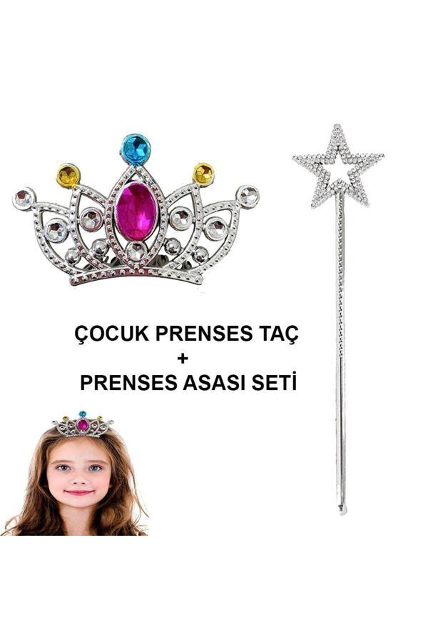 Relatos Çocuklar İçin Taraklı Prenses Tacı Ve Prenses Yıldız Asa Seti Gümüş (4415) - Image 1