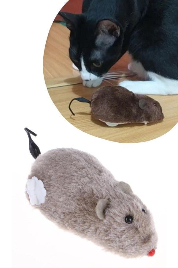 Relatos Kurmalı Kedi Eğitim Oyuncağı Tüylü Peluş Fare Yakalama Interaktif Sevimli Eğlenceli Oyuncak - Image 1