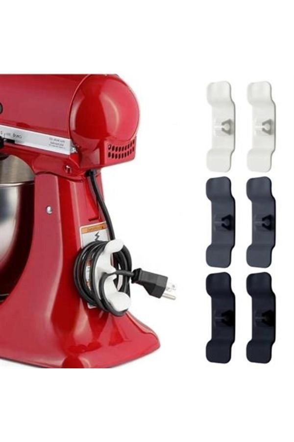 Relatos 6'Lı Pratik Kablo Toparlayıcı Yapışkanlı Klips Mutfak Air Fryer Kettle Kahve Tost Makinası - Image 1