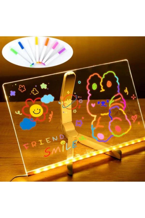 Relatos Led Işıklı Kendiliğinden Renkli Fosforlu Kalemli Dikdörtgen Yazı Panosu 20X30 Cm (4415) - Image 1