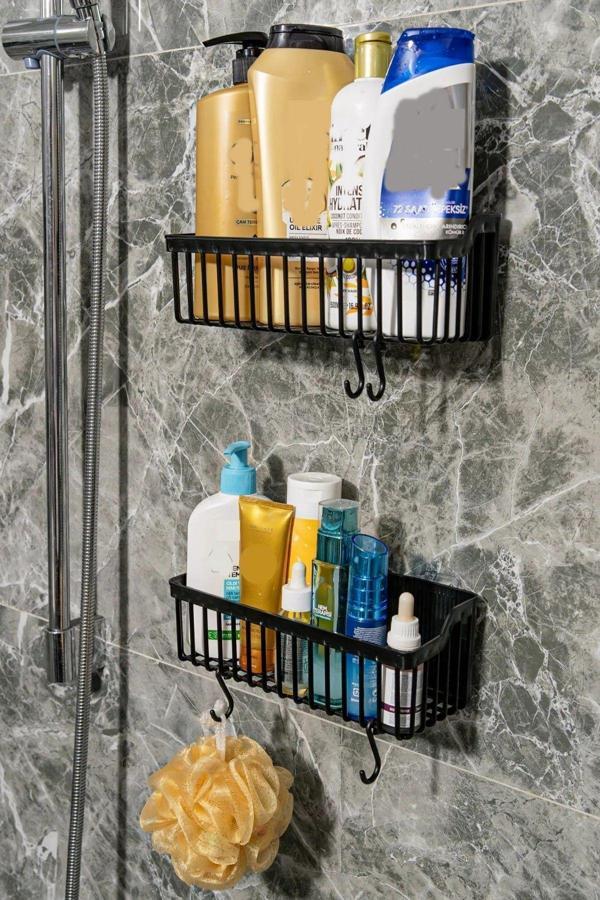 Relatos 2 Li Plastik Yapışkanlı Askılı Mutfak- Banyo Rafı Düzenleyici Duş Şampuanlık - Image 1