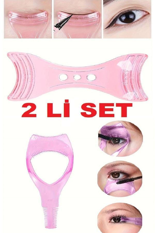 Relatos 2 Li Set Rimel Ve Eyeliner Sürme Aparatı Şablonu -Kirpik Makyaj Maskara Bigudi Aplikatör Tarak - Image 1