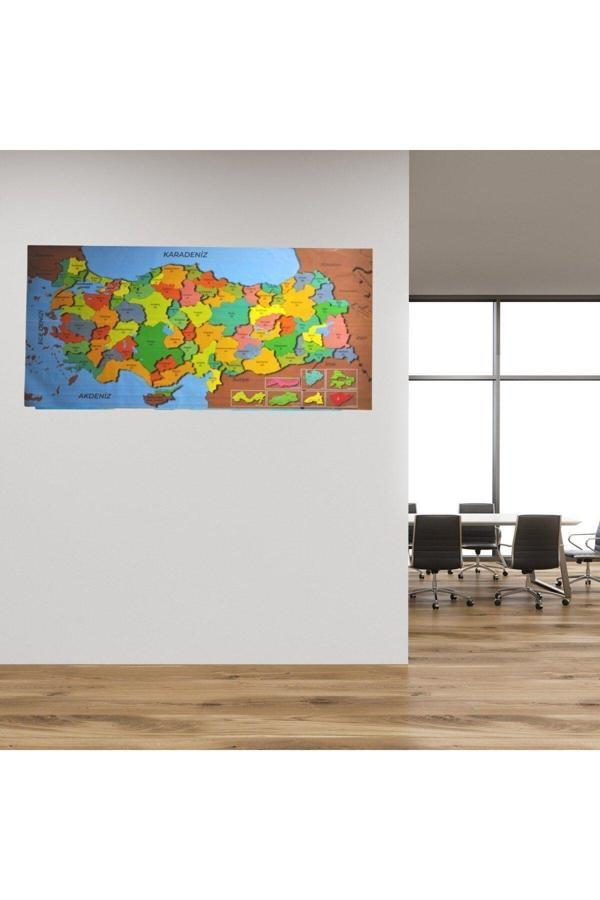 Relatos Renkli Türkiye Haritası Manyetik Yapıştırıcı Gerektirmeyen Duvar Stickerı 118 Cm * 56 Cm (4415) - Image 1