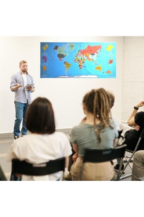 Relatos Renkli Atlas Dünya Haritası Manyetik Yapıştırıcı Gerektirmeyen Duvar Erı 118 Cm * 56 Cm - Image 1
