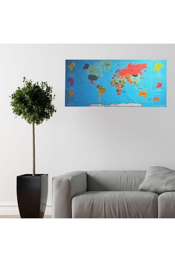 Relatos Renkli Atlas Dünya Haritası Manyetik Yapıştırıcı Gerektirmeyen Duvar Stickerı 118 Cm * 56 Cm (4415) - Image 1