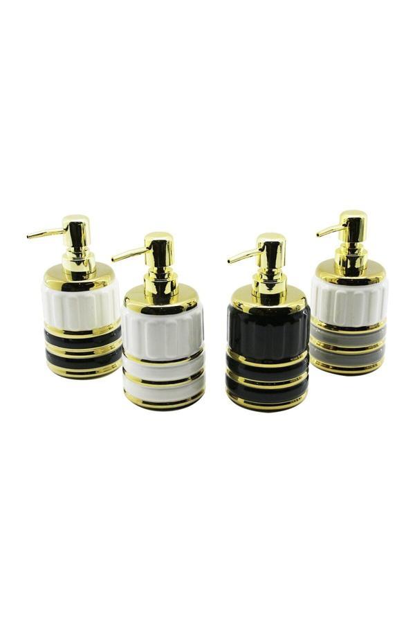 Relatos Şişe Gold Kapak - Boğum Seramik Sıvı Sabunluk 7.5X10.5Cm (4415) - Image 1