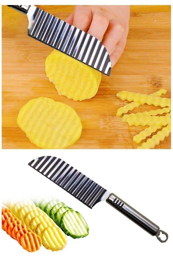 Relatos Tırtıklı Patates Kesme Bıçağı - Şekilli Sebze Ve Meyve Dilimleyici Metal Bıçak - Image 1