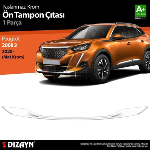 S-Dizayn Peugeot 2008 2 Krom Ön Tampon Çıtası 2020 Üzeri (Mat Krom) - Image 1