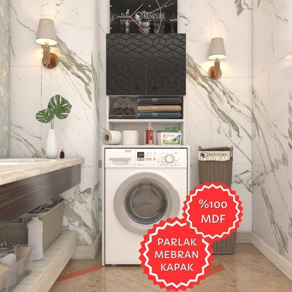 Kenzlife membran çamaşır makinesi dolabı hayzum syhbyz küpşeker 180*66*55 mebran kapak MDF gövde - Image 1