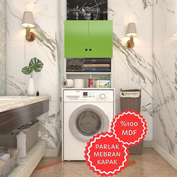 Kenzlife membran çamaşır makinesi dolabı hayzum yşlbyz düz 180*66*55 mebran kapak MDF gövde - Image 1