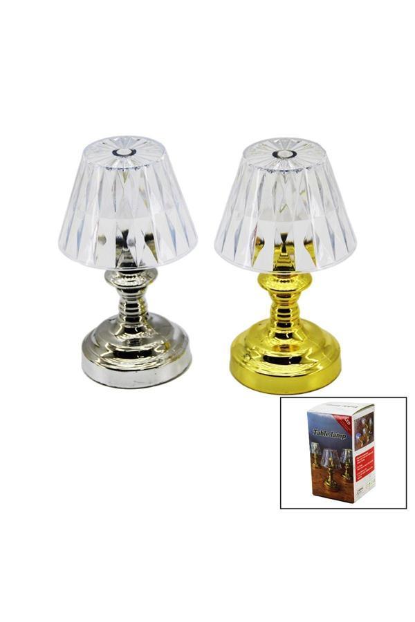 Relatos Pilli Mini Klasik Model Led Abajur Mika Kristal Başlık - Gold - Krom Ayak (4415) - Image 1