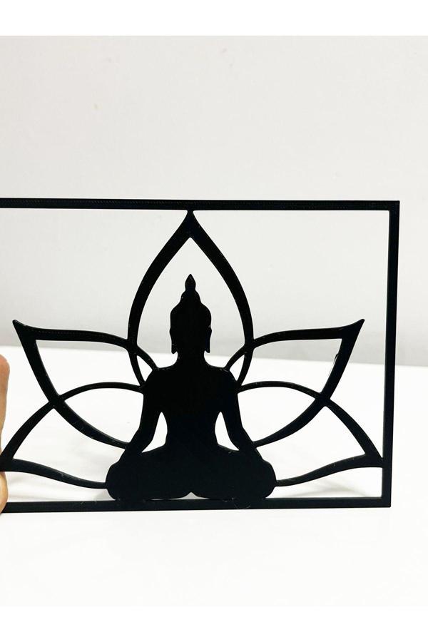 Relatos Plastik Duvar Dekorasyon Süsü Lotus Budha Figürlü Duvar Kapı Süsü Yapışkanlı - Image 1