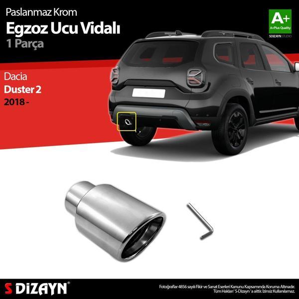 S-Dizayn Dacia Duster 2 Krom Egzoz Ucu Vidalı 55mm Çap 2018 ve Üzeri - Image 1