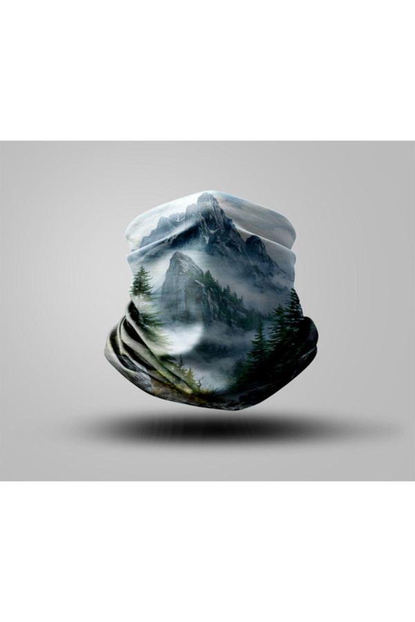 Buffalo Dağ Tasarımlı Motorcu Buff Maske Outdoor Boyunluk Unisex Bandana - Image 1