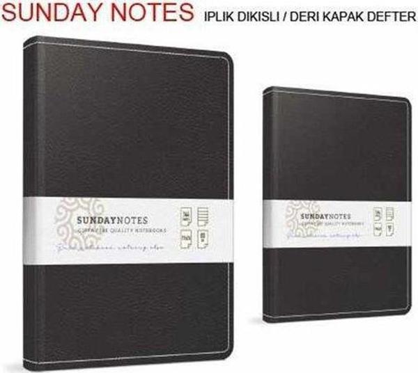 Gıpta Sunday Notes İp Dikişli Deri Kapak Defter 17 x 24 140 Yaprak Çizgili - Image 1