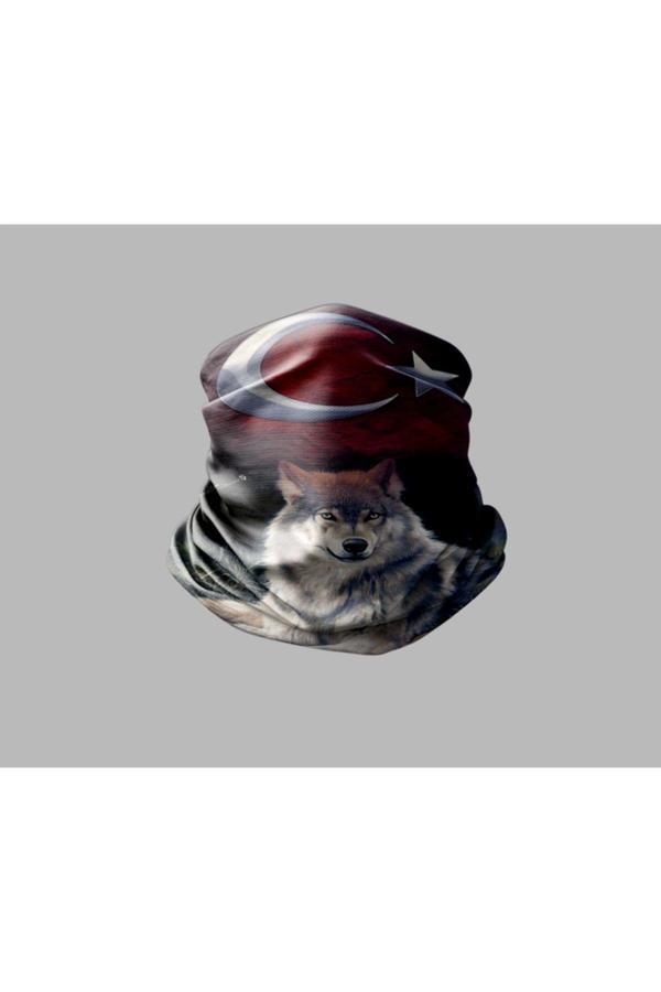 Buffalo Türk Bayrağı Tasarımlı Motorcu Buff Maske Outdoor Boyunluk Unisex Bandana - Image 1