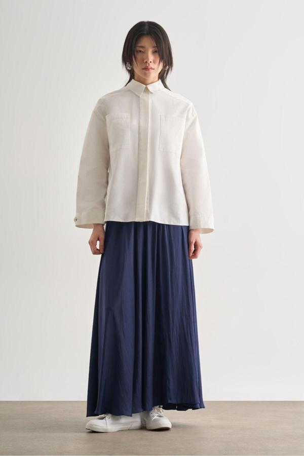 Mizalle Premium Saf Pamuk Oversize Ekru Ceket Gömlek L - Image 1