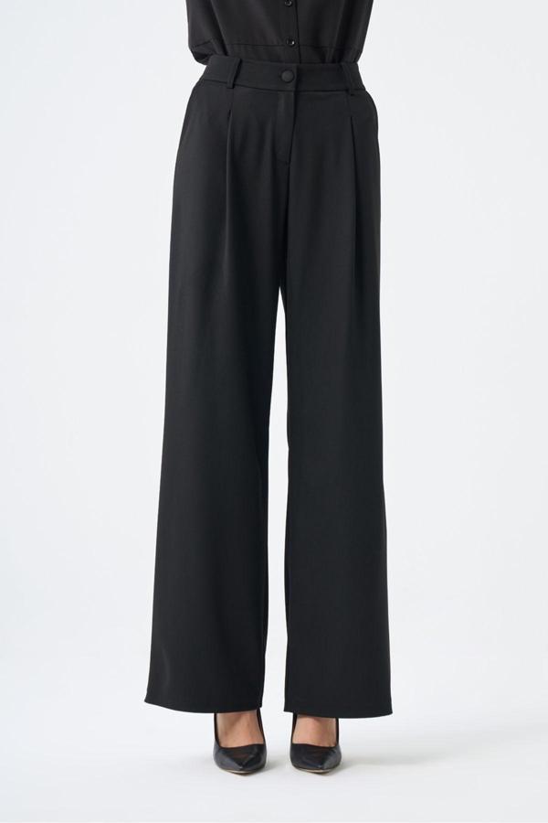 Mizalle Tek Pile Poliviskon Siyah Pantolon S - Image 1