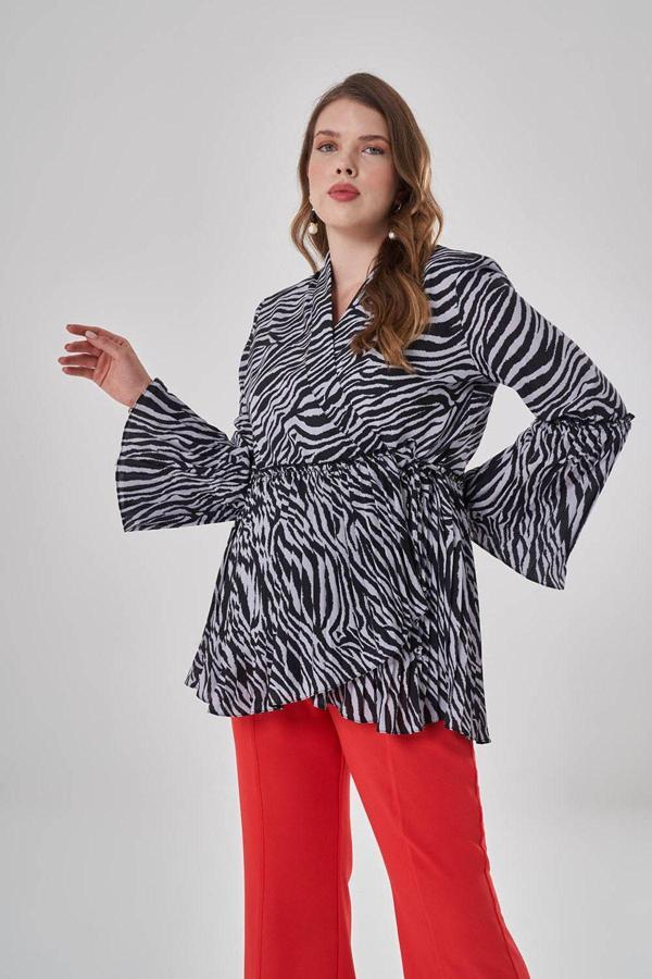 Mizalle Zebra Desenli Tunik 48 - Image 1